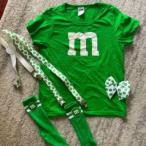 Kids/girl/tween Green M&M costume